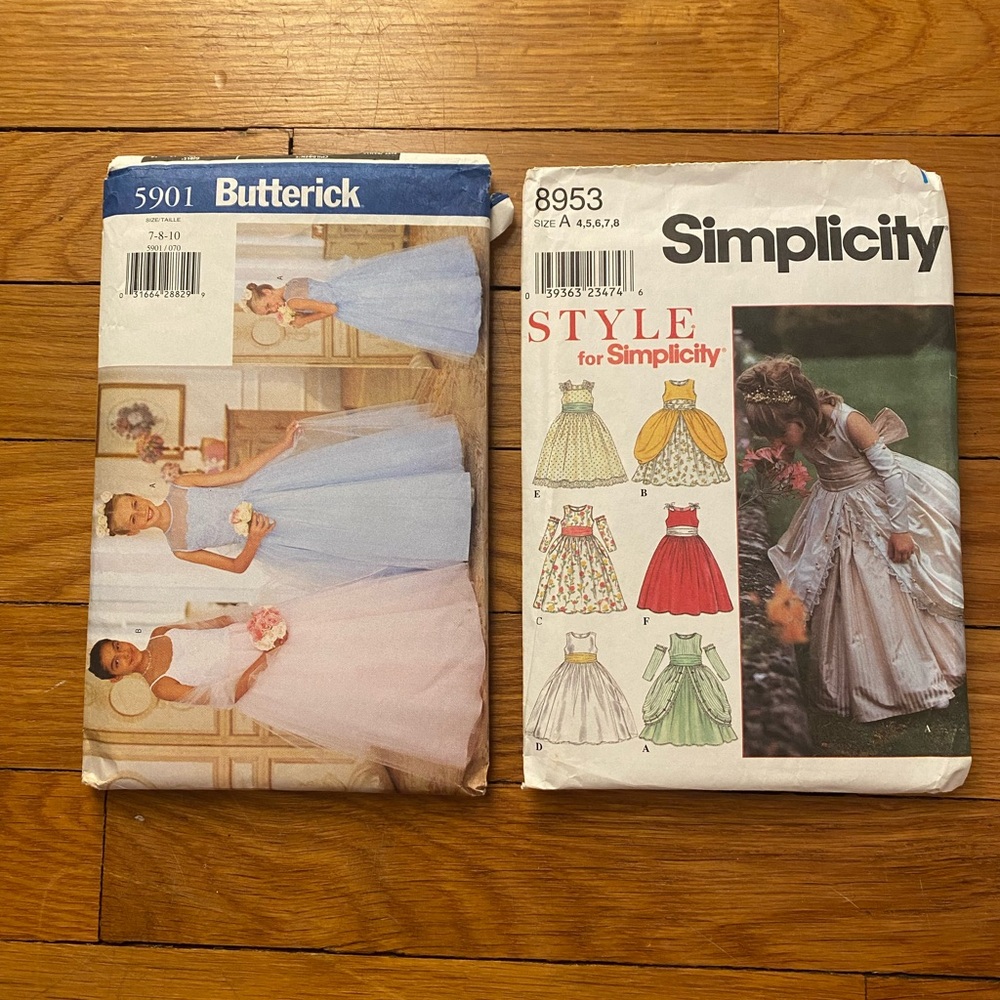 Butterick 5901 Girls Special Occasion Dress & Stole Pattern + Simplicity 8953